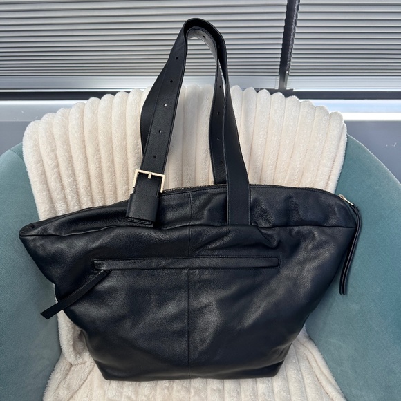 All Saints Aika Black Leather Tote - Picture 1 of 9